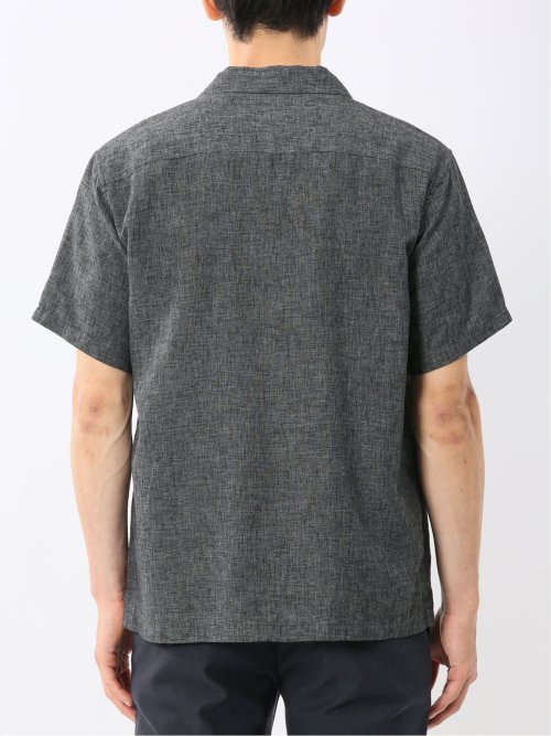 リネン混シャンブレー オープンカラー半袖シャツ