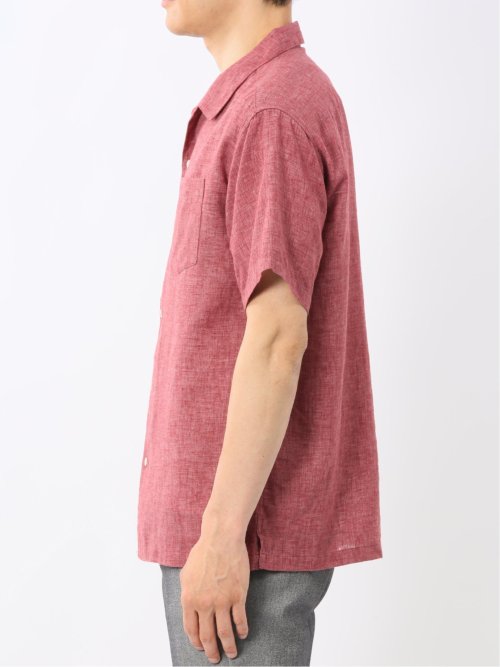 リネン混シャンブレー オープンカラー半袖シャツ