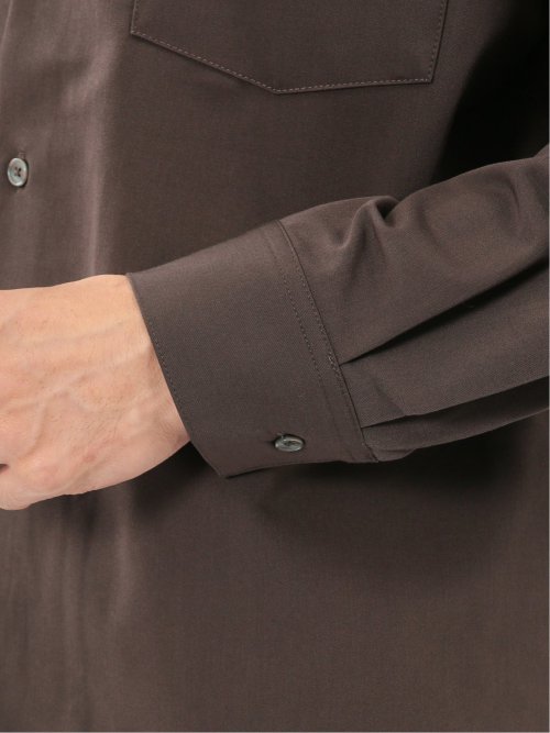 クリエーションキューブ/CREATION CUBE レーヨン混ストレッチ バンドカラー長袖シャツ