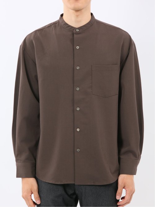 クリエーションキューブ/CREATION CUBE レーヨン混ストレッチ バンドカラー長袖シャツ