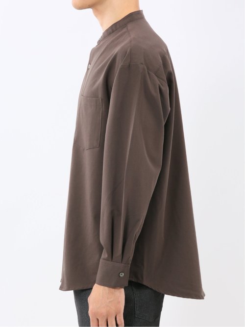 クリエーションキューブ/CREATION CUBE レーヨン混ストレッチ バンドカラー長袖シャツ