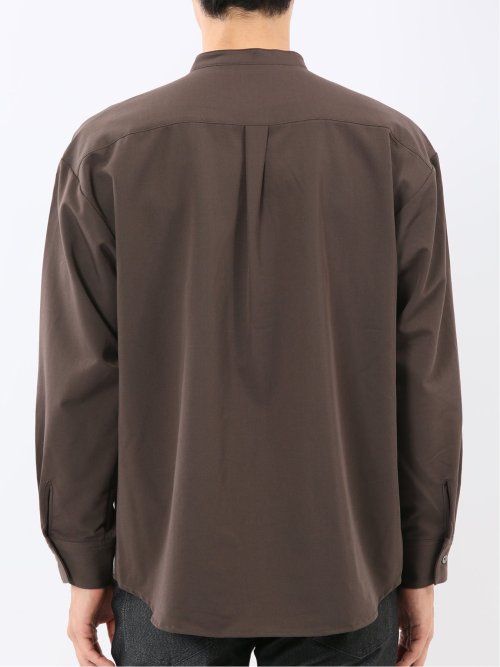 クリエーションキューブ/CREATION CUBE レーヨン混ストレッチ バンドカラー長袖シャツ