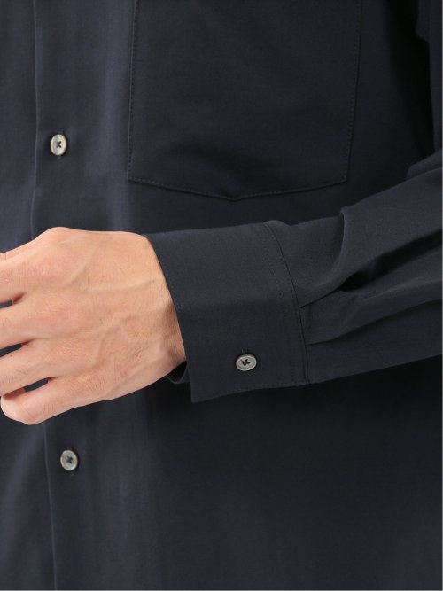 クリエーションキューブ/CREATION CUBE レーヨン混ストレッチ バンドカラー長袖シャツ