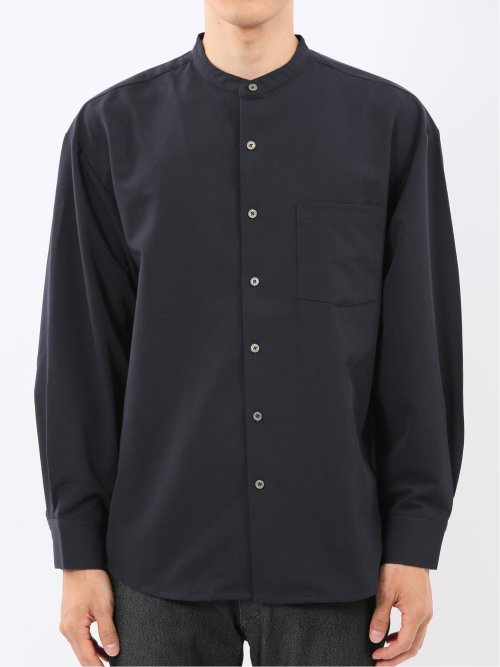 クリエーションキューブ/CREATION CUBE レーヨン混ストレッチ バンドカラー長袖シャツ