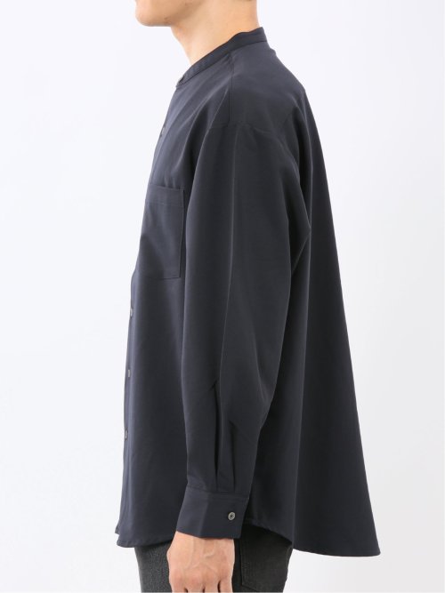 クリエーションキューブ/CREATION CUBE レーヨン混ストレッチ バンドカラー長袖シャツ