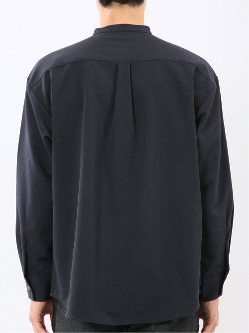 クリエーションキューブ/CREATION CUBE レーヨン混ストレッチ バンドカラー長袖シャツ