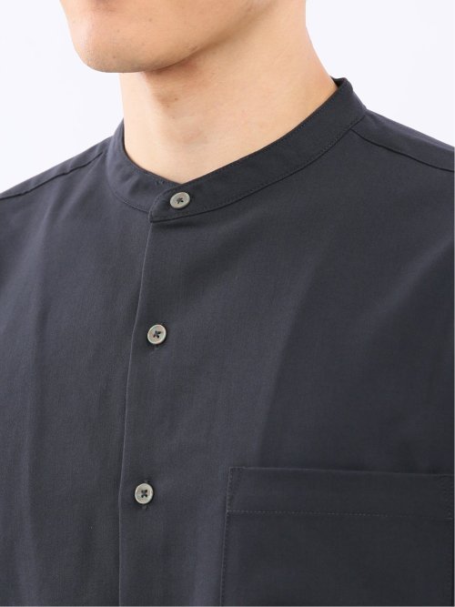 クリエーションキューブ/CREATION CUBE レーヨン混ストレッチ バンドカラー長袖シャツ