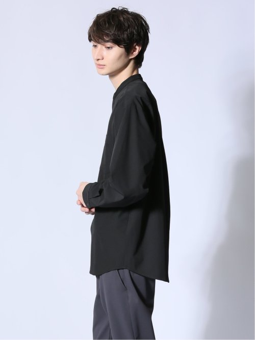 ストレッチ バンドカラー長袖シャツ