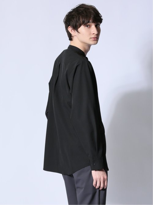 ストレッチ バンドカラー長袖シャツ