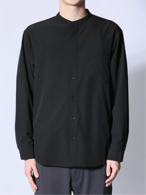 ストレッチ バンドカラー長袖シャツ