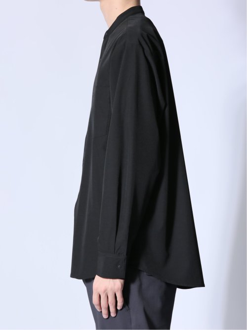 ストレッチ バンドカラー長袖シャツ