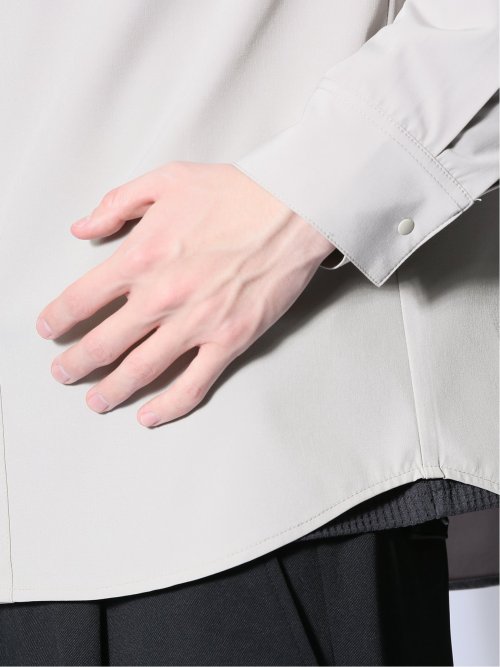 ストレッチ バンドカラー長袖シャツ