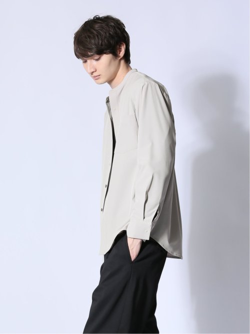 ストレッチ バンドカラー長袖シャツ