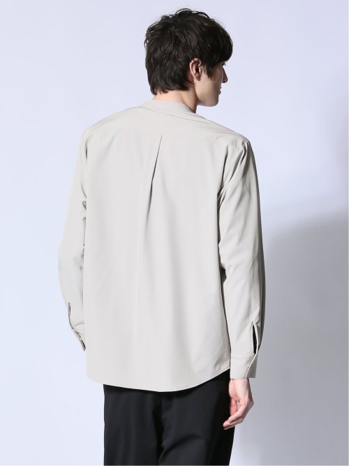 ストレッチ バンドカラー長袖シャツ