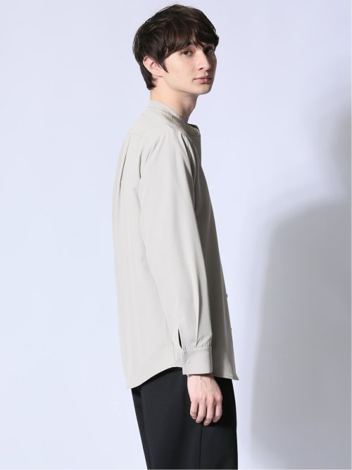 ストレッチ バンドカラー長袖シャツ