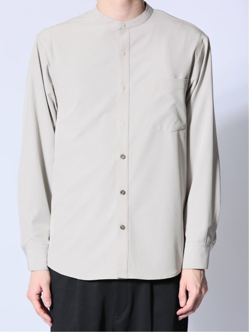 ストレッチ バンドカラー長袖シャツ