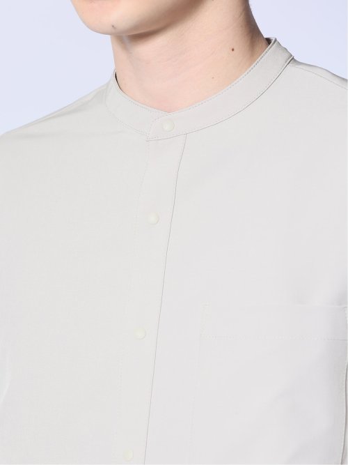 ストレッチ バンドカラー長袖シャツ