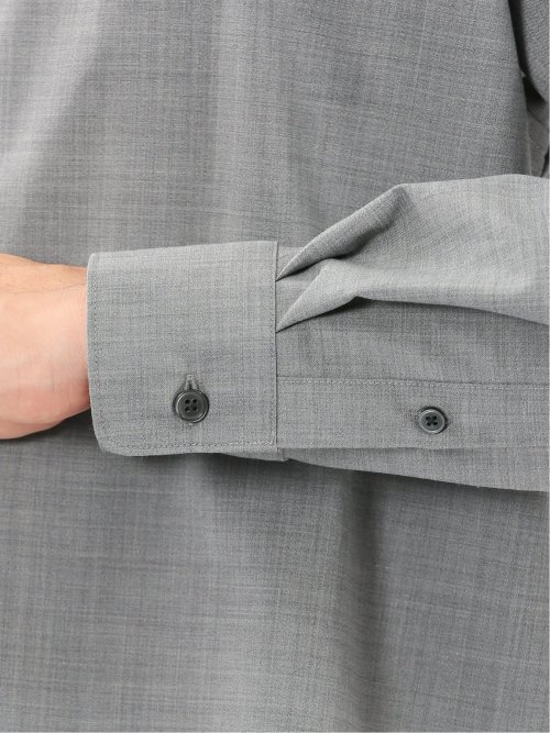 ウール混ストレッチ レギュラーカラー長袖シャツ