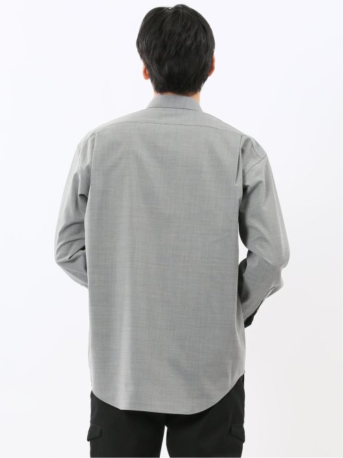 ウール混ストレッチ レギュラーカラー長袖シャツ