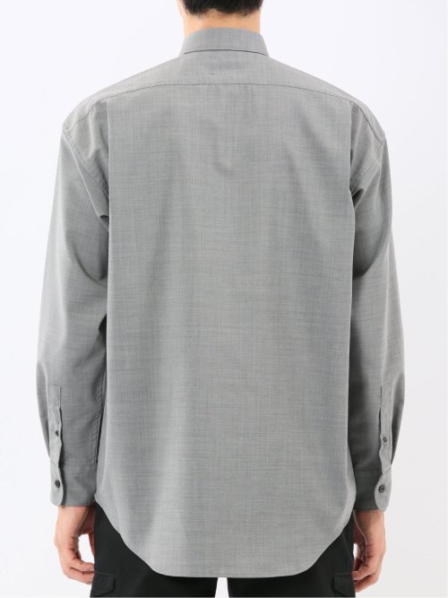 ウール混ストレッチ レギュラーカラー長袖シャツ