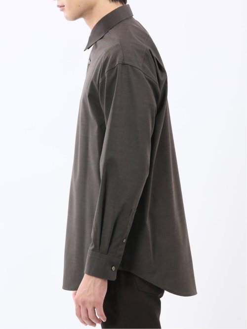 ウール混ストレッチ レギュラーカラー長袖シャツ