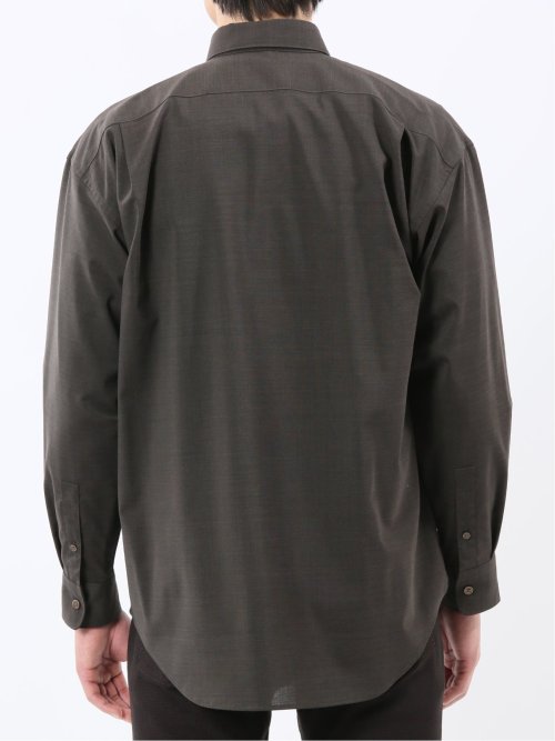 ウール混ストレッチ レギュラーカラー長袖シャツ