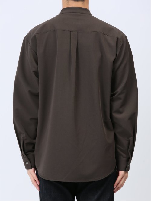 ストレッチ ギャバジン バンドカラー長袖シャツ