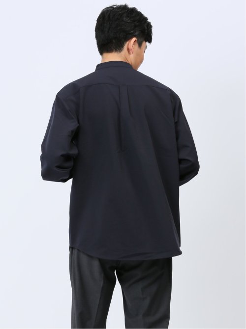 ストレッチ ギャバジン バンドカラー長袖シャツ