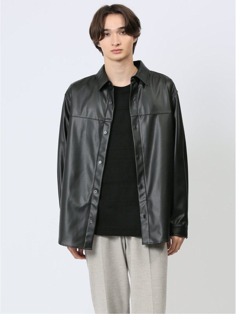 合成皮革 シャツアウター(M 05黒): トップス | TAKA-Q ONLINE SHOP 