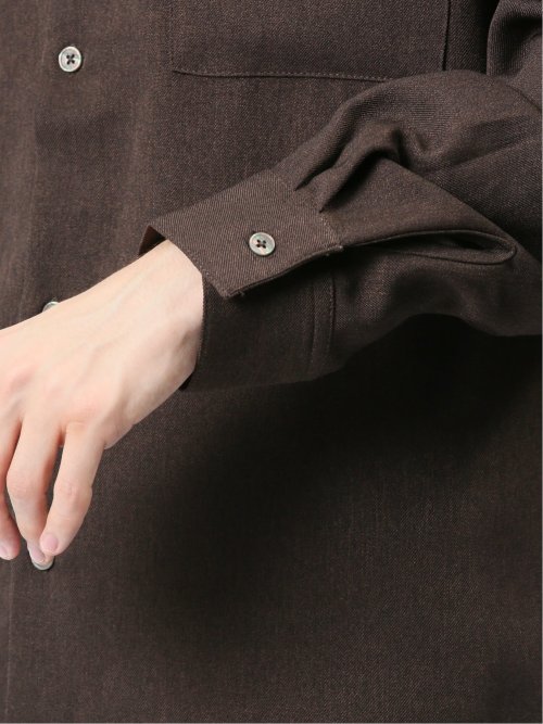 ウール調サキソニー カッタウェイ長袖シャツ