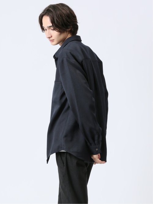 ウール調サキソニー カッタウェイ長袖シャツ