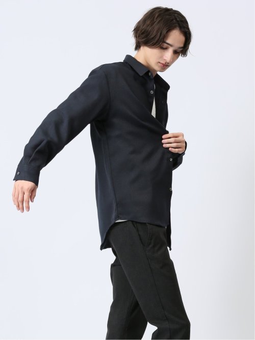 ウール調サキソニー カッタウェイ長袖シャツ
