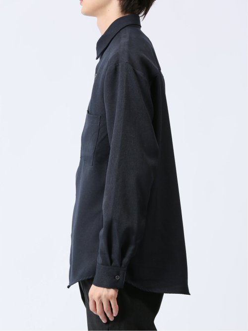 ウール調サキソニー カッタウェイ長袖シャツ