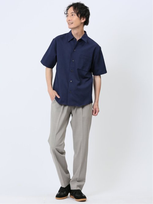 パナマジャガード レギュラーカラー半袖シャツ