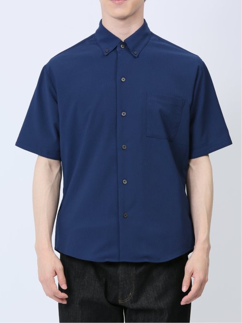 ストレッチ楊柳 ボタンダウン半袖シャツ