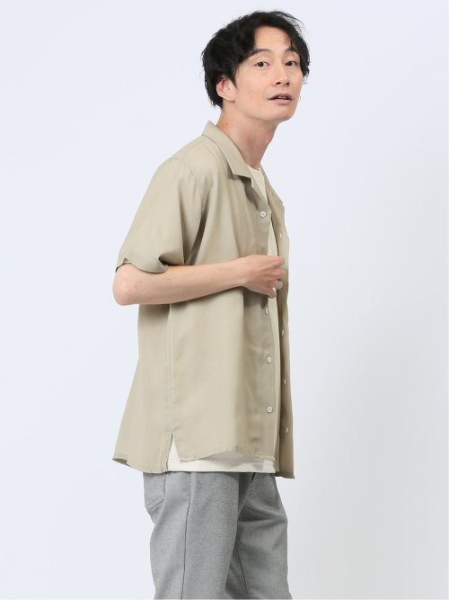 軽量シアー オープンカラー半袖シャツ
