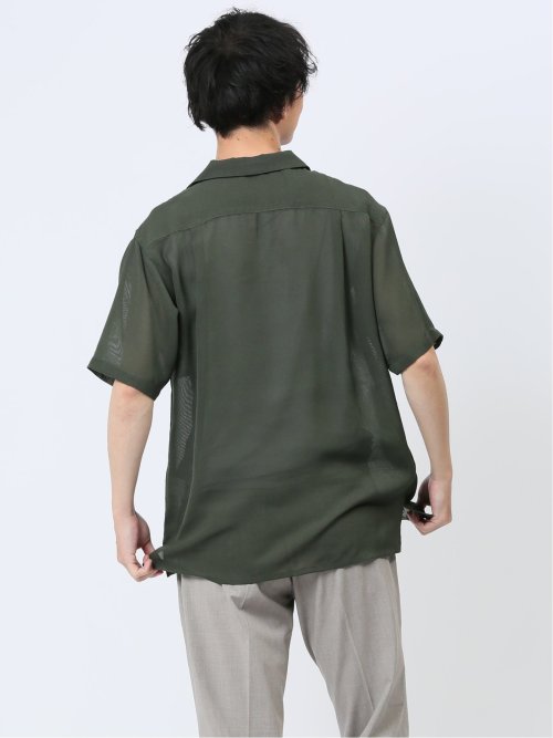 軽量シアー オープンカラー半袖シャツ