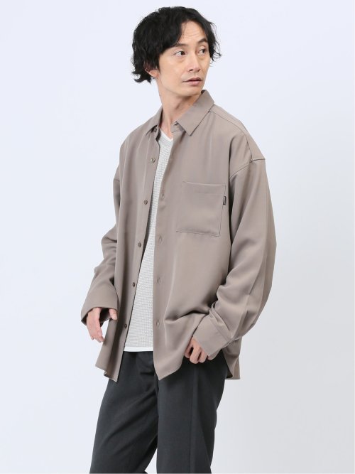 無地 レギュラーカラー長袖シャツ