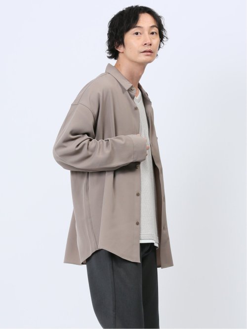 無地 レギュラーカラー長袖シャツ