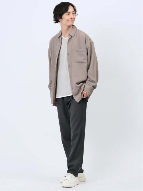 無地 レギュラーカラー長袖シャツ