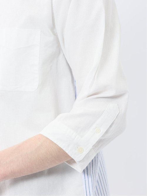 綿パナマ 配色 レギュラーカラー7分袖シャツ