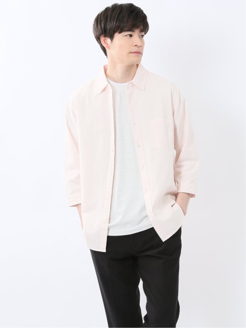 綿パナマ レギュラーカラー7分袖シャツ
