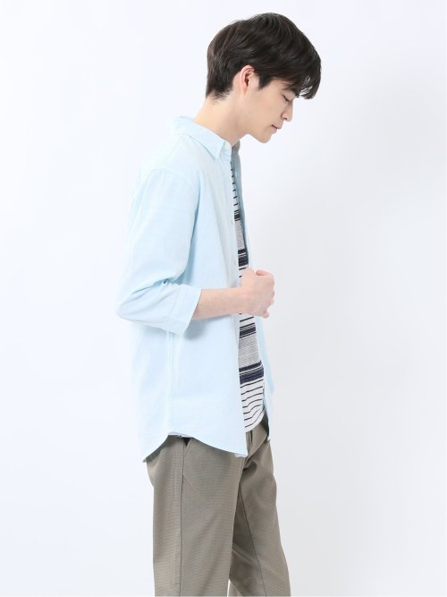 綿パナマ レギュラーカラー7分袖シャツ