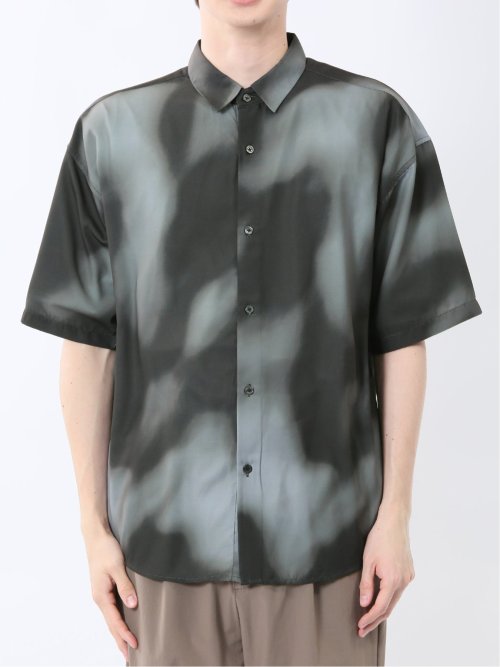 接触冷感 総柄 レギュラーカラー半袖シャツ