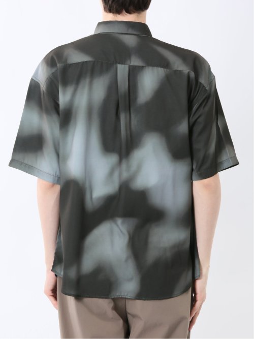 接触冷感 総柄 レギュラーカラー半袖シャツ