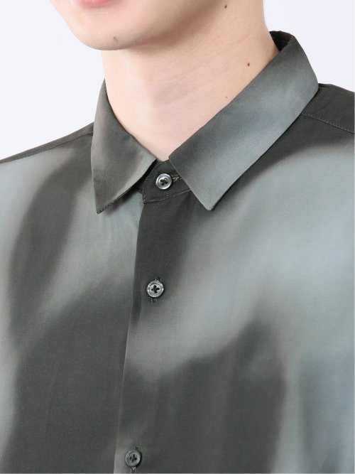 接触冷感 総柄 レギュラーカラー半袖シャツ