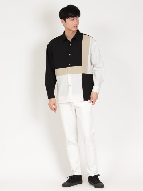 クレイジー切替 レギュラーカラー長袖シャツ