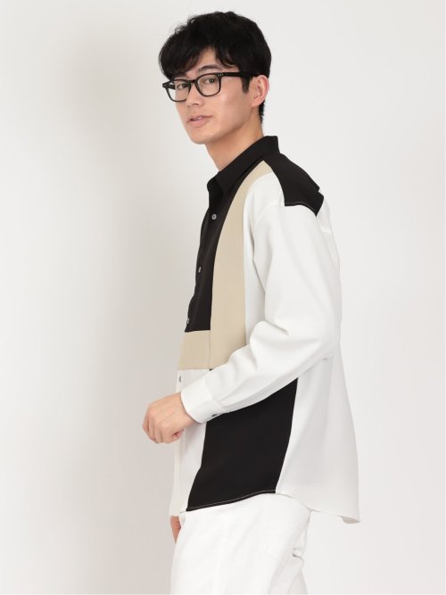 クレイジー切替 レギュラーカラー長袖シャツ