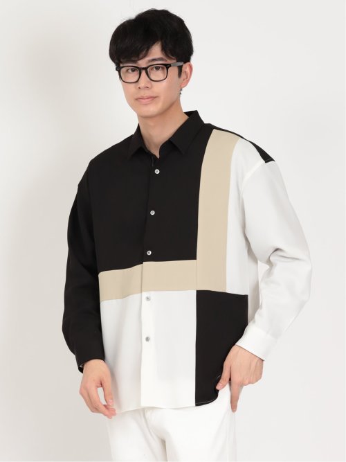 クレイジー切替 レギュラーカラー長袖シャツ