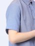 綿混シャンブレー ボタンダウン半袖シャツ